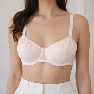 Chantelle Womens Lace Underwire Bra 36DDD Pink Full Coverage Support Lingerie